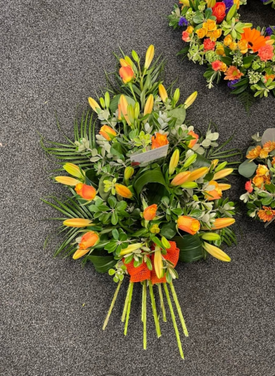 Tied Sheaf SYM-337 - Country Style Tied Sheaf Peach & Blue.